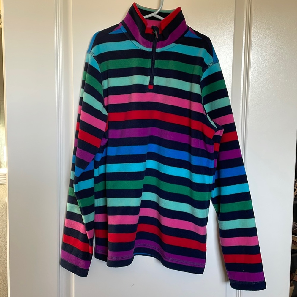Striped Lands’ End 3/4 Zip Kids Pullover